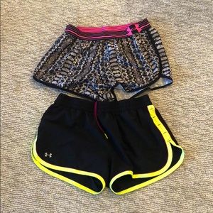 2 pairs of under armor athletic shorts